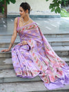 Banarasee Semi Georgette Saree With Resham Buta Design & Border-Pastel Purple