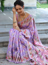 Banarasee Semi Georgette Saree With Resham Buta Design & Border-Pastel Purple