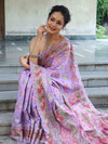 Banarasee Semi Georgette Saree With Resham Buta Design & Border-Pastel Purple