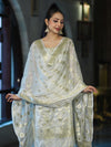 Banarasee Zari Work Chiffon Salwar Kameez Fabric With Dupatta Set-White