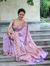 Banarasee Semi Georgette Saree With Resham Buta Design & Border-Pastel Purple