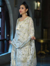 Banarasee Zari Work Chiffon Salwar Kameez Fabric With Dupatta Set-White
