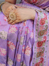 Banarasee Semi Georgette Saree With Resham Buta Design & Border-Pastel Purple