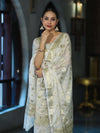 Banarasee Zari Work Chiffon Salwar Kameez Fabric With Dupatta Set-White