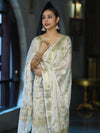 Banarasee Zari Work Chiffon Salwar Kameez Fabric With Dupatta Set-White