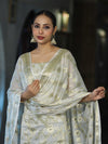 Banarasee Zari Work Chiffon Salwar Kameez Fabric With Dupatta Set-White