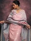 Banarasee Embroidered Chanderi Salwar Kameez With Digital Print Dupatta-Pink