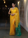 Banarasee Dual Color Organza Mix Saree With Zari & Resham Work-Yellow & Green
