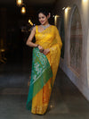 Banarasee Dual Color Organza Mix Saree With Zari & Resham Work-Yellow & Green