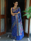Banarasee Semi Georgette Saree With Resham Buti Design & Border-Cobalt Blue