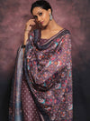 Banarasee Chanderi Silk Zari Buti Salwar Kameez With Patola Dupatta-Plum