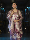 Banarasee Tissue Zari Work Salwar Kameez Fabric With Dupatta Set-Pink