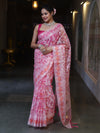 Banarasee Organza Mix Saree With Resham Jaal Design-Light Pink