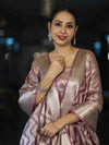 Banarasee Tissue Zari Work Salwar Kameez Fabric With Dupatta Set-Pink