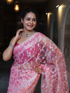 Banarasee Organza Mix Saree With Resham Jaal Design-Light Pink