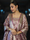 Banarasee Tissue Zari Work Salwar Kameez Fabric With Dupatta Set-Pink