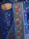 Banarasee Semi Georgette Saree With Resham Buti Design & Border-Cobalt Blue