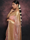 Banarasee Organza Mix Saree With Zari Buti & Border-Pink