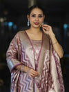 Banarasee Tissue Zari Work Salwar Kameez Fabric With Dupatta Set-Pink