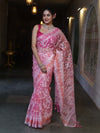 Banarasee Organza Mix Saree With Resham Jaal Design-Light Pink