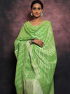 Banarasee Salwar Kameez Cotton Silk Resham & Zari Buti Woven Fabric With Dupatta-Light Green