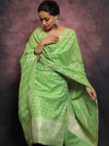 Banarasee Salwar Kameez Cotton Silk Resham & Zari Buti Woven Fabric With Dupatta-Light Green