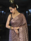 Banarasee Handloom Tissue Saree With Zari Thread Floral Embroidery & Border-Mauve