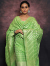 Banarasee Salwar Kameez Cotton Silk Resham & Zari Buti Woven Fabric With Dupatta-Light Green