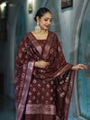 Banarasee Zari Embroidered Chanderi Silk Salwar Kameez With Dupatta Set-Wine