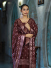 Banarasee Zari Embroidered Chanderi Silk Salwar Kameez With Dupatta Set-Wine