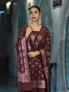 Banarasee Zari Embroidered Chanderi Silk Salwar Kameez With Dupatta Set-Wine