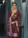 Banarasee Zari Embroidered Chanderi Silk Salwar Kameez With Dupatta Set-Wine
