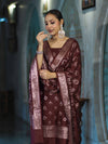 Banarasee Zari Embroidered Chanderi Silk Salwar Kameez With Dupatta Set-Wine