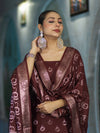 Banarasee Zari Embroidered Chanderi Silk Salwar Kameez With Dupatta Set-Wine