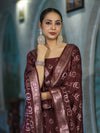 Banarasee Zari Embroidered Chanderi Silk Salwar Kameez With Dupatta Set-Wine