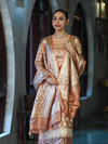 Banarasee Tissue Zari Work Salwar Kameez Fabric With Dupatta Set-Peach