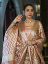 Banarasee Tissue Zari Work Salwar Kameez Fabric With Dupatta Set-Peach