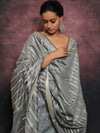 Banarasee Salwar Kameez Cotton Silk Resham & Zari Buti Woven Fabric With Dupatta-Grey