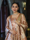 Banarasee Tissue Zari Work Salwar Kameez Fabric With Dupatta Set-Peach
