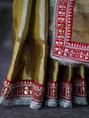 Banarasee Handloom Tissue Saree With Zari Woven Design Border & Contrast Lace-Moss Green (Gold Tone)
