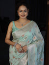 Banarasee Semi Georgette Saree With Resham Buta Design & Border-Mint Green