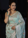 Banarasee Semi Georgette Saree With Resham Buta Design & Border-Mint Green