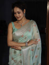 Banarasee Semi Georgette Saree With Resham Buta Design & Border-Mint Green