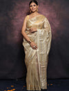 Banarasee Handwoven Tissue Saree With Swarovski Work-Gold