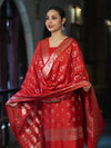 Banarasee Zari Embroidered Chanderi Silk Salwar Kameez With Dupatta Set-Red