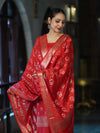 Banarasee Zari Embroidered Chanderi Silk Salwar Kameez With Dupatta Set-Red