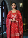 Banarasee Zari Embroidered Chanderi Silk Salwar Kameez With Dupatta Set-Red