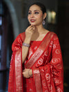 Banarasee Zari Embroidered Chanderi Silk Salwar Kameez With Dupatta Set-Red
