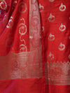 Banarasee Zari Embroidered Chanderi Silk Salwar Kameez With Dupatta Set-Red