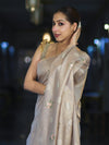 Banarasee Handloom Dual Tone Cotton Silk Saree With Resham Embroidery-Rose Pink (Gold Tone)